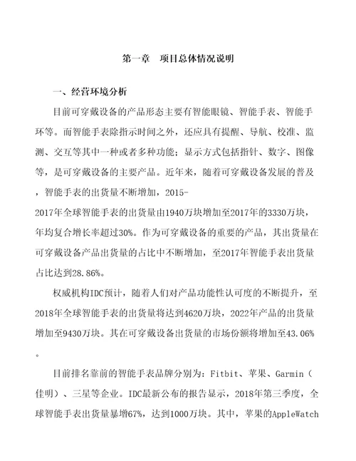 厦门可穿戴设备项目经营分析报告
