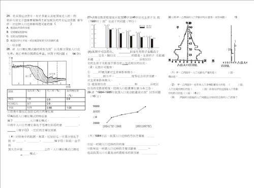 完整版第一单元人口与环境试卷