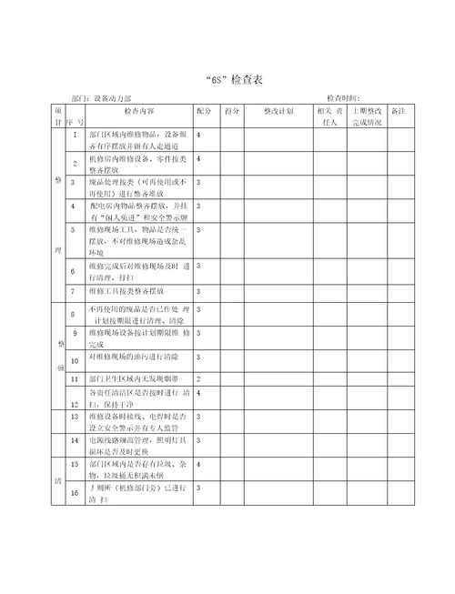 矿业有限公司6S管理推行计划