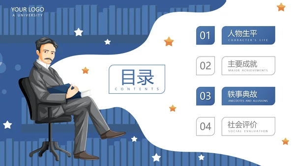 尼古拉.特斯拉世界人物生平名人介绍PPT模板