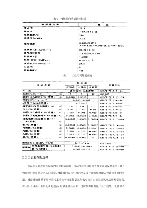 30万吨年ABS树脂乳液聚合生产车间的标准工艺设计.docx