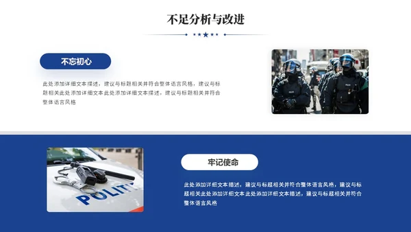 蓝色简约长城风公安警察工作汇报工作报告工作总结ppt模板