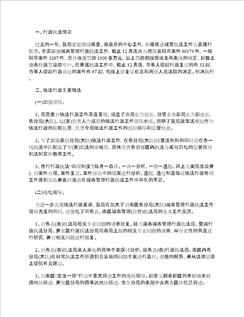 城管局依法行政工作总结2022