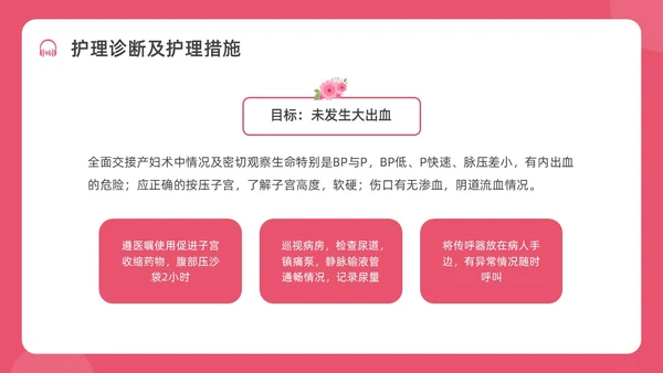 红色水彩简约插画剖宫产术后护理培训PPT课件护理查房