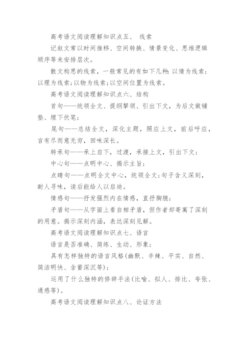 高考语文阅读理解知识点总结.docx