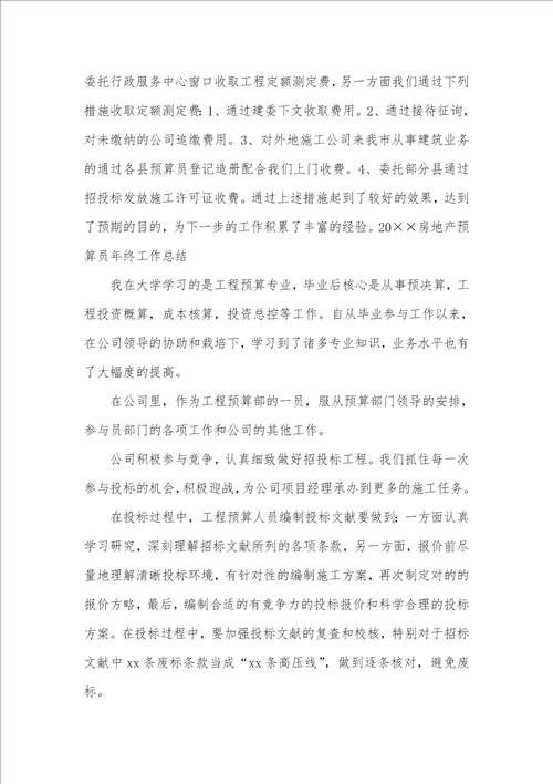 房地产预算员年底工作总结