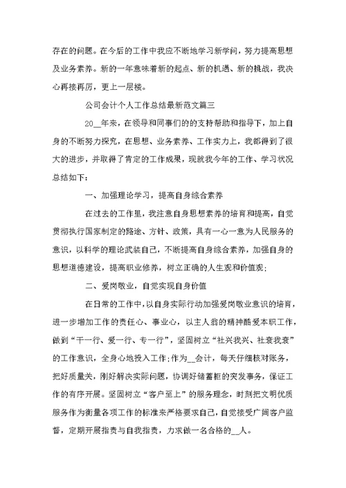 公司会计个人工作总结最新范文5篇