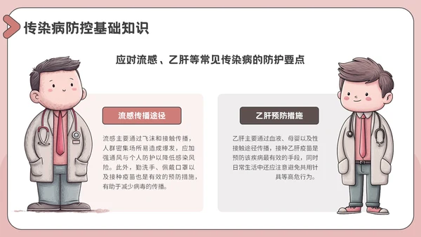 粉色插画风医疗教育科普PPT模板