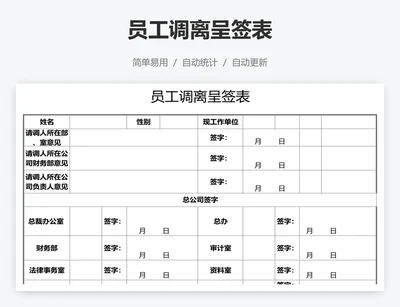 员工调离呈签表