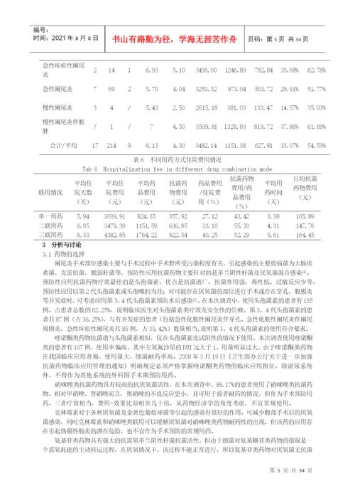 目录论文综述240例阑尾炎手术患者围手术期抗菌药物应用分.docx
