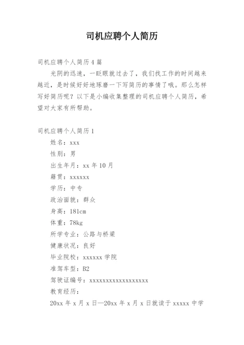 司机应聘个人简历.docx