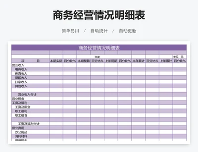 商务经营情况明细表