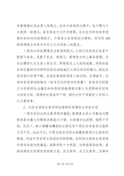 全区妇女参政议政工作情况调研报告.docx