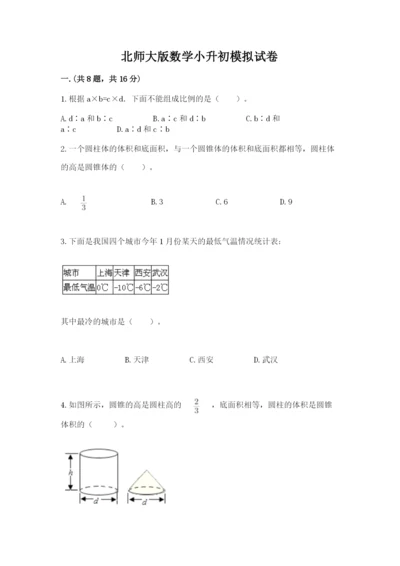 北师大版数学小升初模拟试卷带答案ab卷.docx