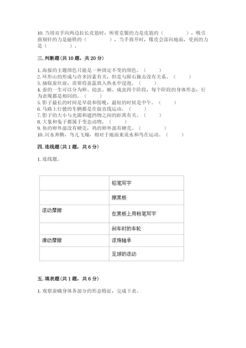 教科版三年级下册科学期末测试卷及参考答案1套.docx