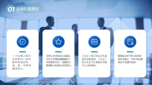 蓝色商务风格科技欧美风年终述职报告沟通技巧