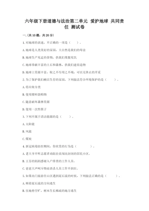 六年级下册道德与法治第二单元 爱护地球 共同责任 测试卷完美版.docx