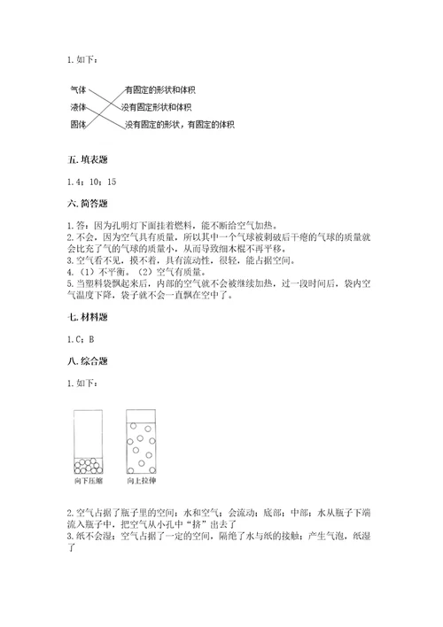 教科版科学三年级上册第二单元《空气》测试卷综合卷