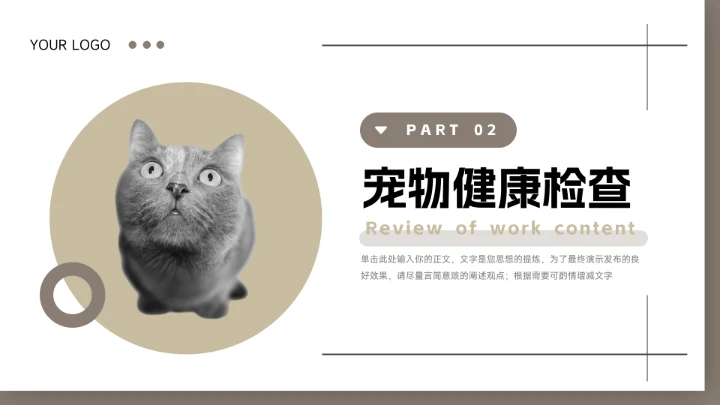 黄色系干净宠物健康护理介绍PPT模板
