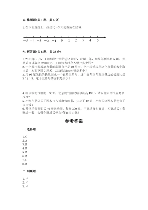 人教版六年级下册数学期末测试卷及参考答案【培优b卷】.docx