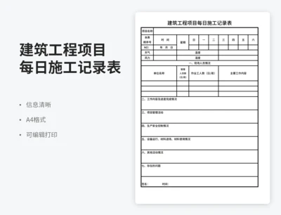 建筑工程项目每日施工记录表