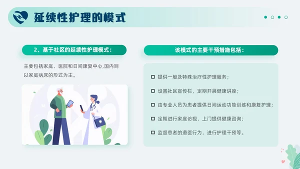 绿色小清新简约医疗护理汇报延续性护理服务工作总结PPT模板