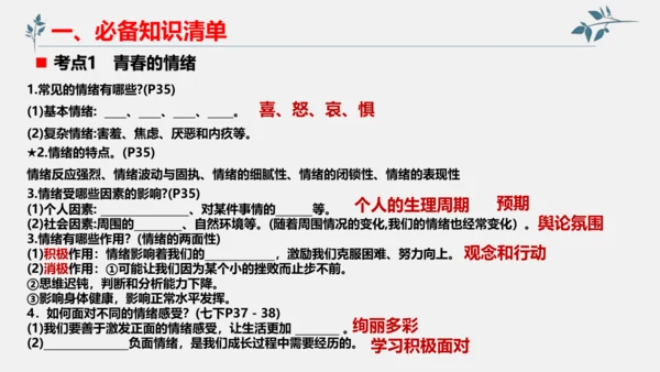 第二单元 做情绪情感的主人 单元复习课件