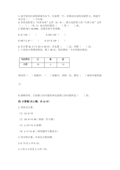 人教版五年级上册数学期末考试试卷含答案【a卷】.docx