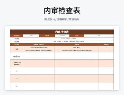 简约风内审检查表