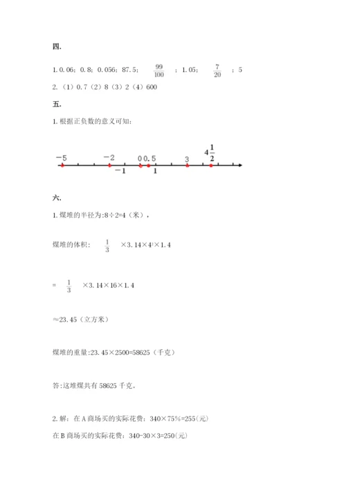 小学六年级数学毕业试题含答案（模拟题）.docx