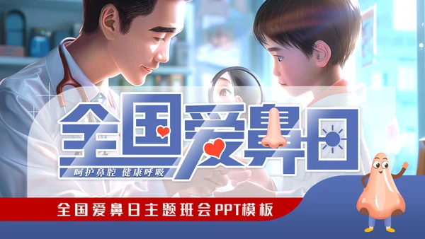 儿科门诊全国爱鼻日通用PPT模板