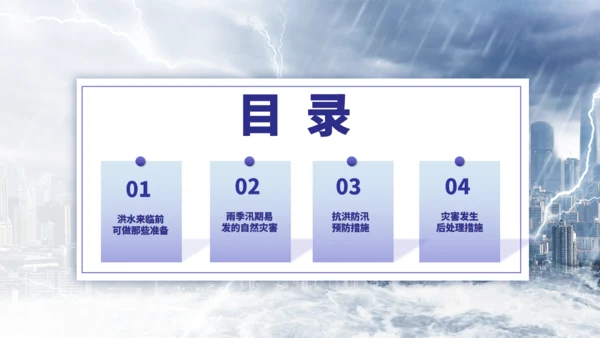 夏季雷雨天气防汛救灾教育通用PPT模板