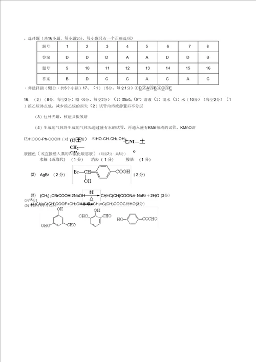 最新高二化学选修5综合测试题及答案