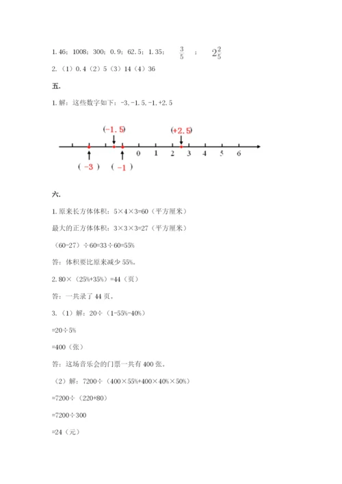 小学六年级下册数学摸底考试题附完整答案【全优】.docx