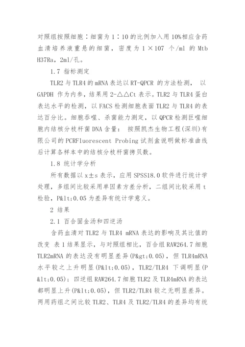 谈百合固金汤四逆汤含药血清对TLR2和TLR4比值的影响论文.docx