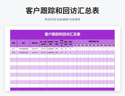 简约风客户跟踪和回访汇总表