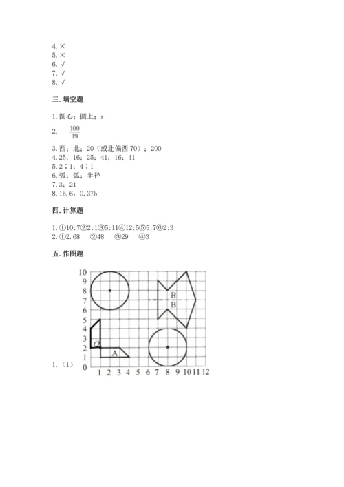 小学六年级上册数学期末考试卷附答案【研优卷】.docx