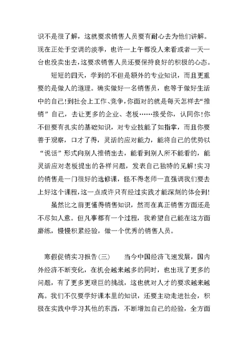 寒假促销实习报告范文