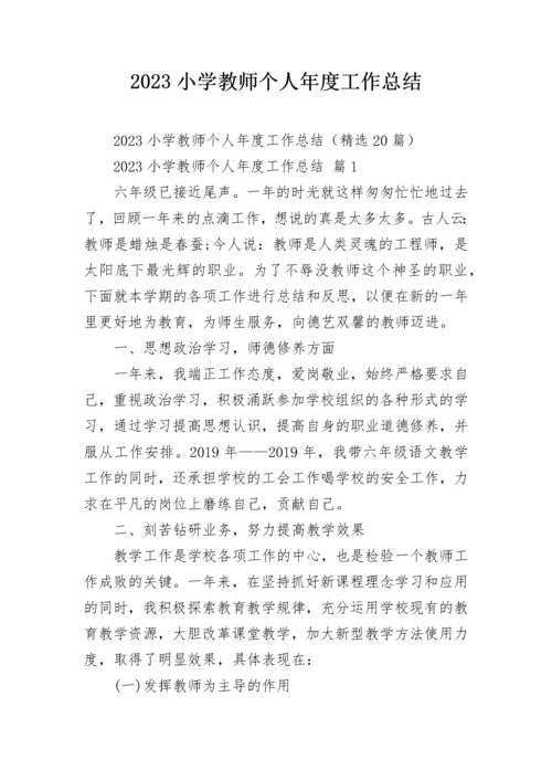 2023小学教师个人年度工作总结.docx