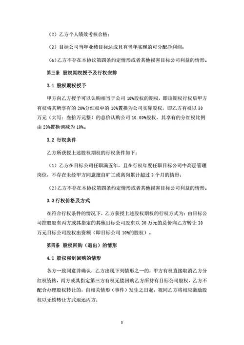 分红权及期权激励协议