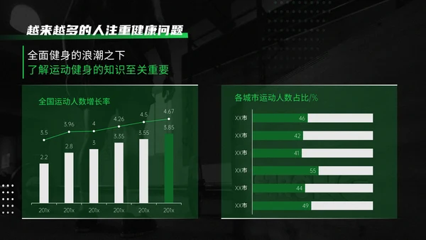 黑绿色运动健身知识科普通用PPT模板
