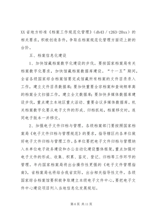 全省档案工作要点.docx