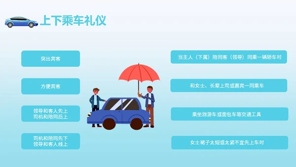 绿色简约风乘车礼仪职场商务礼仪培训PPT模板