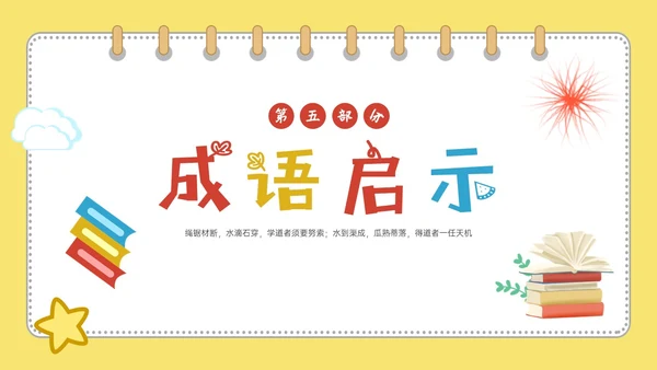 黄色多彩卡通成语故事水滴石穿PPT课件
