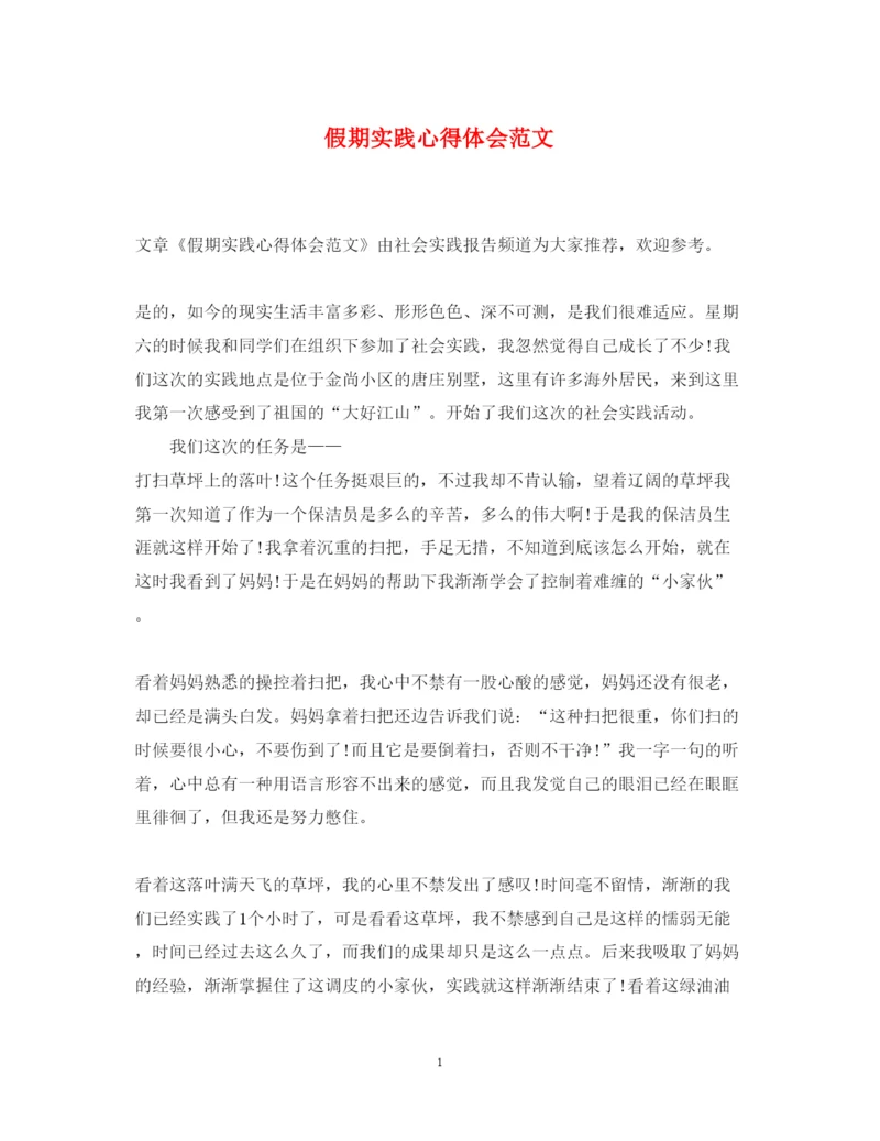 精编假期实践心得体会范文.docx