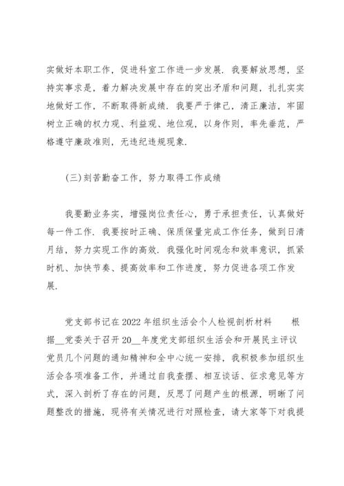 党支部书记在2022年组织生活会个人检视剖析材料.docx