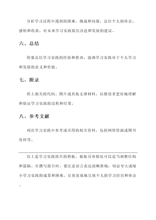 学习实践报告模板