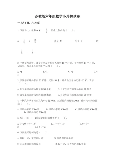 苏教版六年级数学小升初试卷含完整答案（典优）.docx