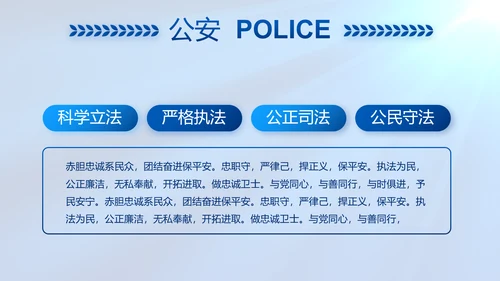 蓝色公安警察工作汇报动态PPT模板