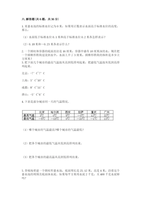 小学六年级下册数学期末卷含答案【综合卷】.docx